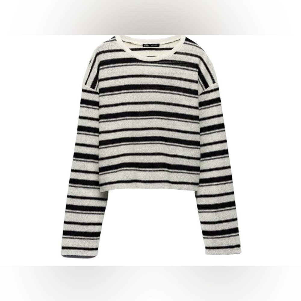 Zara EUC cropped striped sweater size large